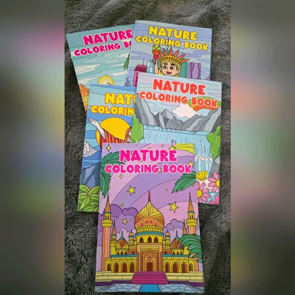 Nature Coloring Book Set (5) with Neon Color Gel Pens 24 Ct Sealed - Picture 2 of 3